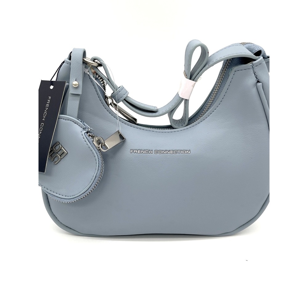 French Connection Sabrina Shoulder Bag Powder Blue Vegan‎ Leather Minimal Y2K